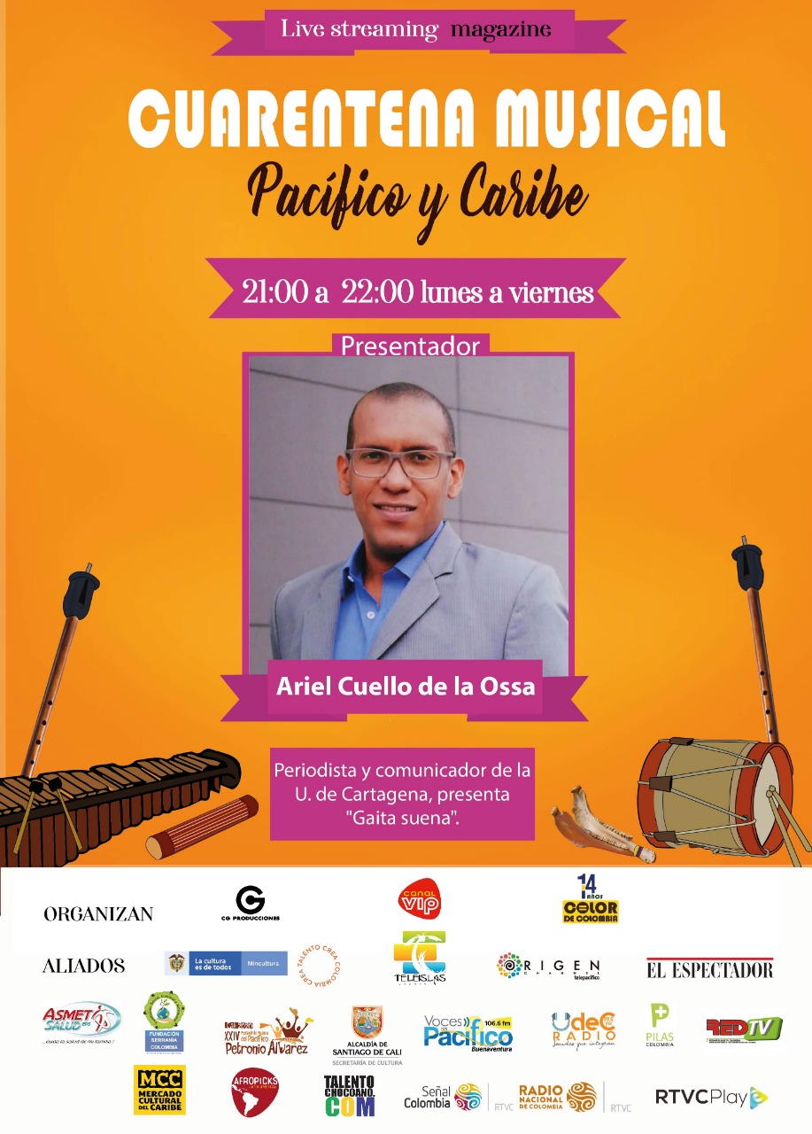 Flyer de presentador de Gaita suena, Ariel Cuello de la Ossa