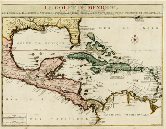 Mapa del Caribe de Nicolás de Fer de 1717