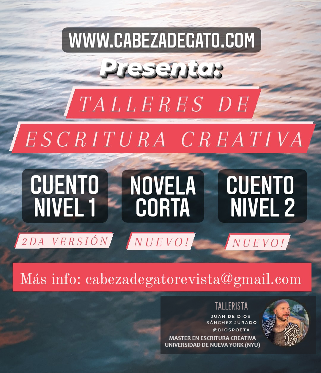 flyer talleres de escritura creativa cabeza de gato